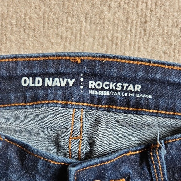 Old Navy Rockstar Mid Rise Jeans Womens Size 2 Blue Dark Wash Skinny Leg Stretch - Picture 3 of 6